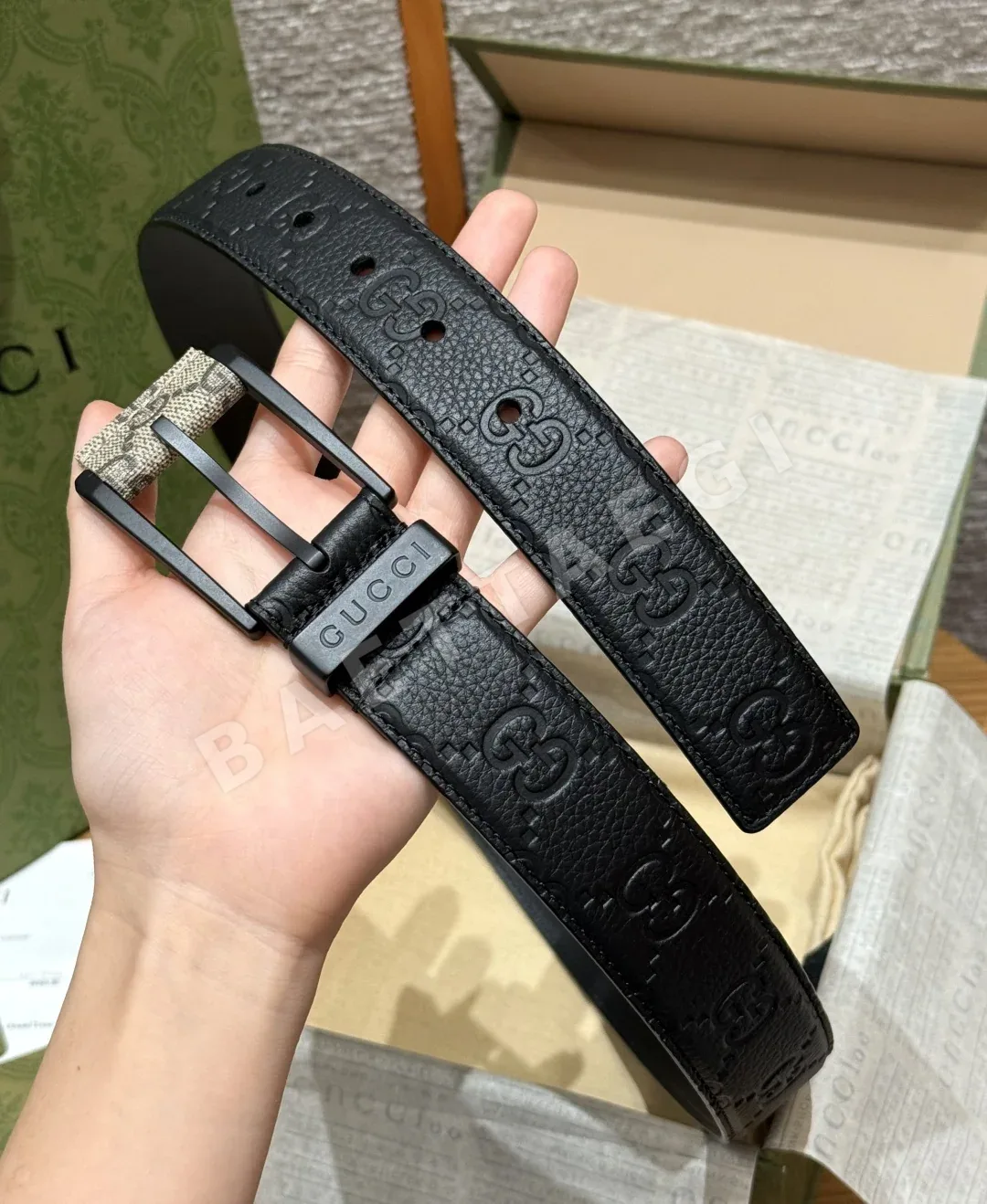 구찌 GG 엠보스 가죽 벨트 상세 이미지 5