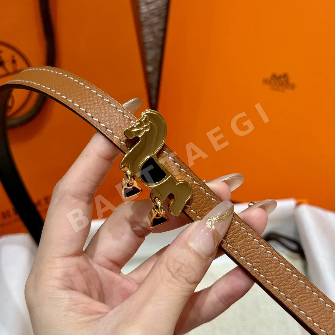 에르메스 글레낭 팔라듐 버클 양면 송아지가죽 벨트 상세 이미지 3