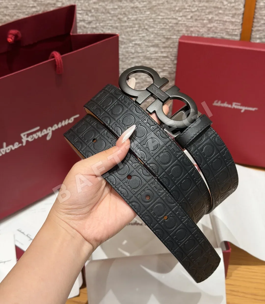 페레가모 JD350 양면 간치니 버클 벨트 35mm 상세 이미지 2