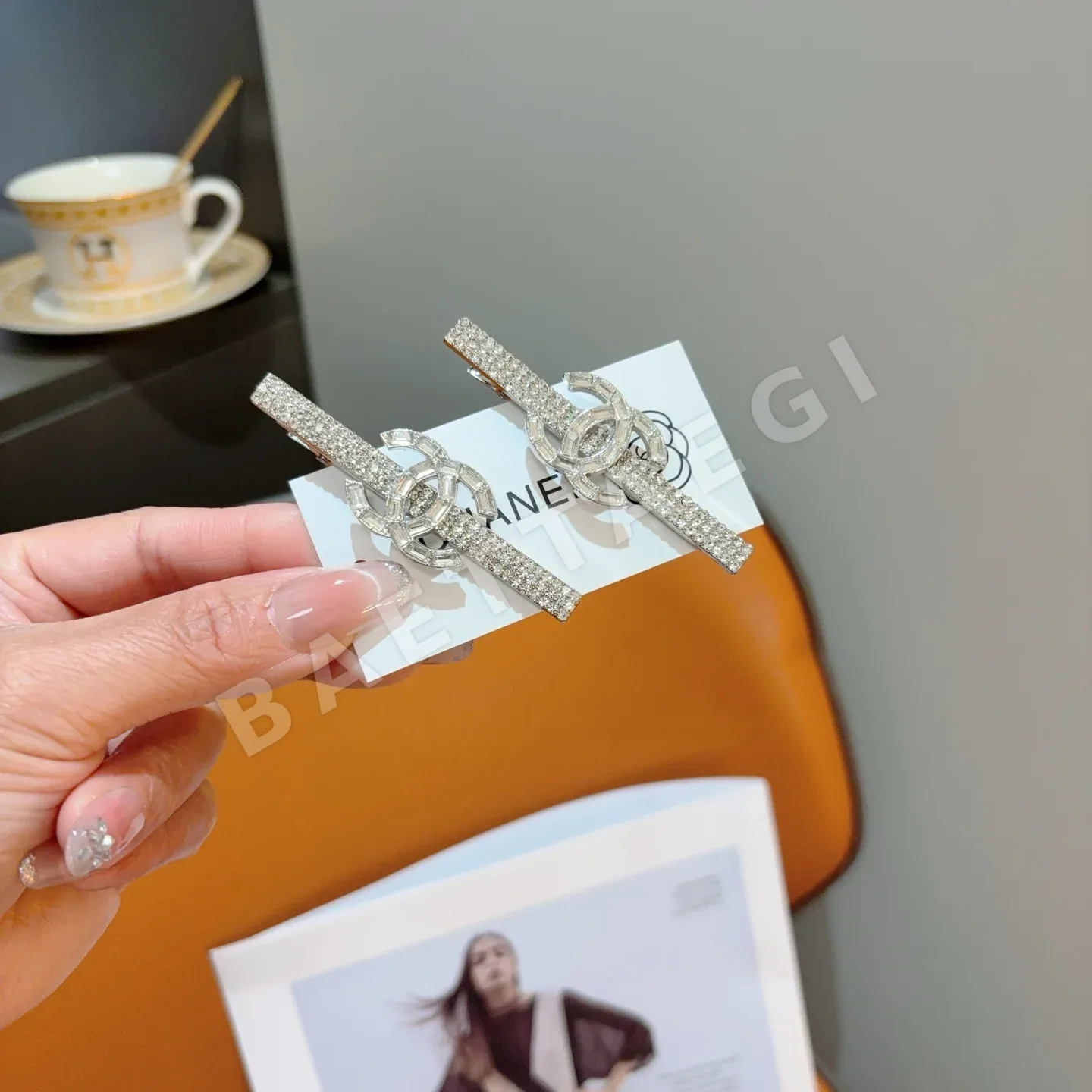 샤넬 메탈 라인스톤 BB클립 헤어악세사리 세트 183131