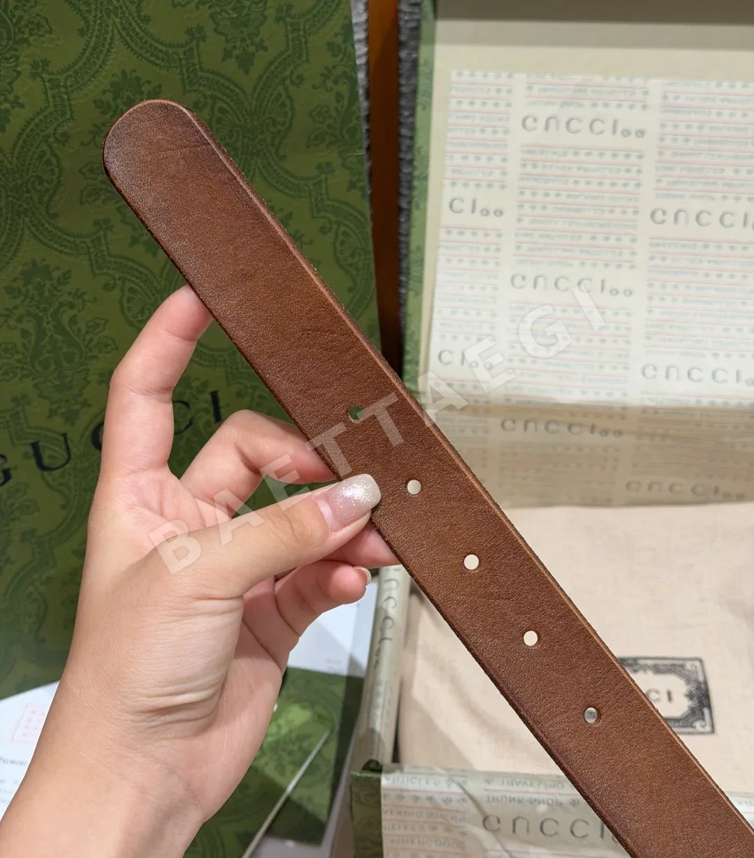 구찌 브라운 가죽 더블 G 벨트 35mm 상세 이미지 6