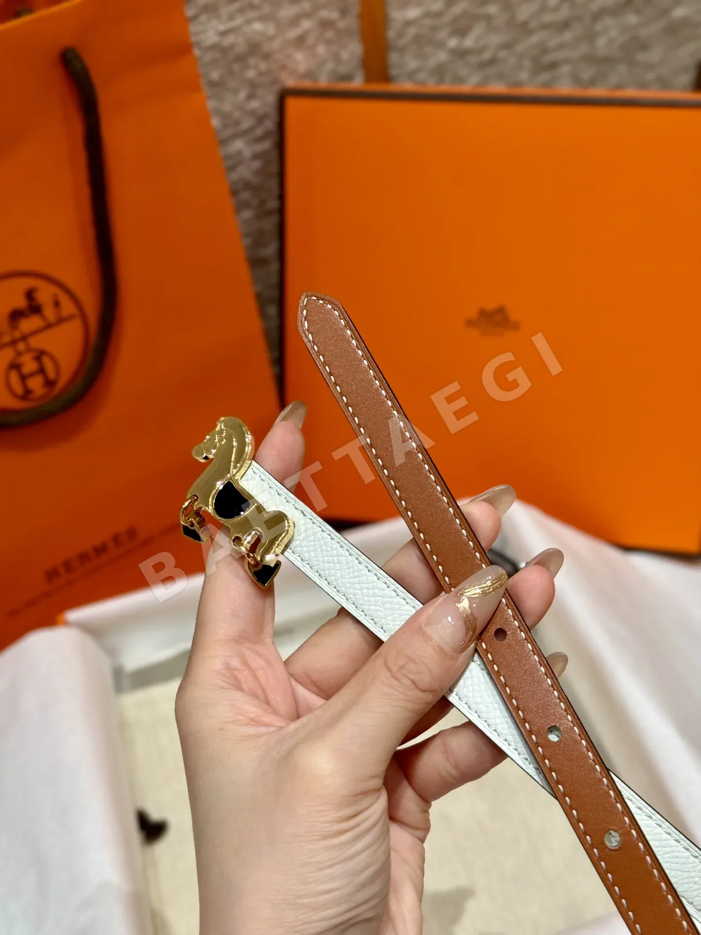 에르메스 포니 버클 양면 가죽 벨트 상세 이미지 2