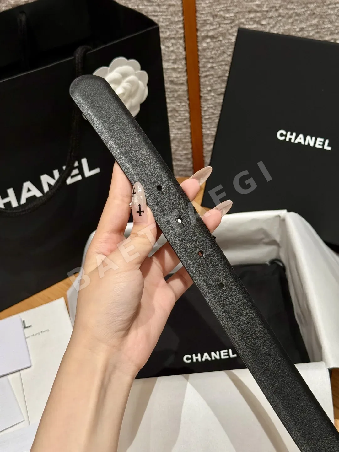 샤넬 클래식 더블 C 골드 버클 소가죽 벨트 상세 이미지 7