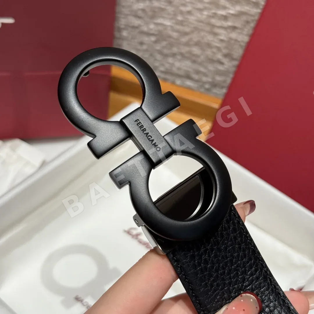 페레가모 간치니 메탈 버클 양면 가죽 벨트 상세 이미지 6
