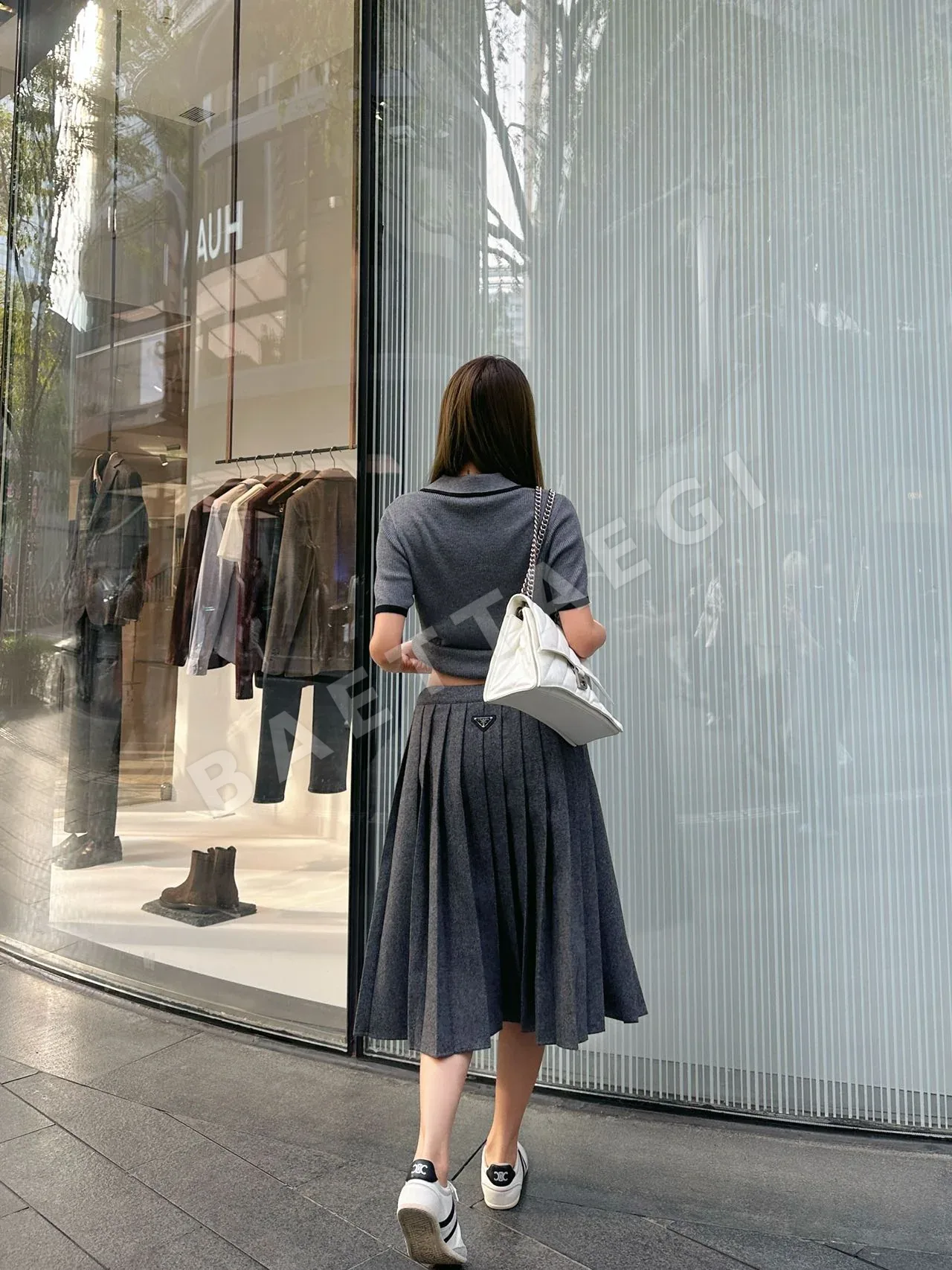 프라다 플리츠 미디 스커트 상세 이미지 2