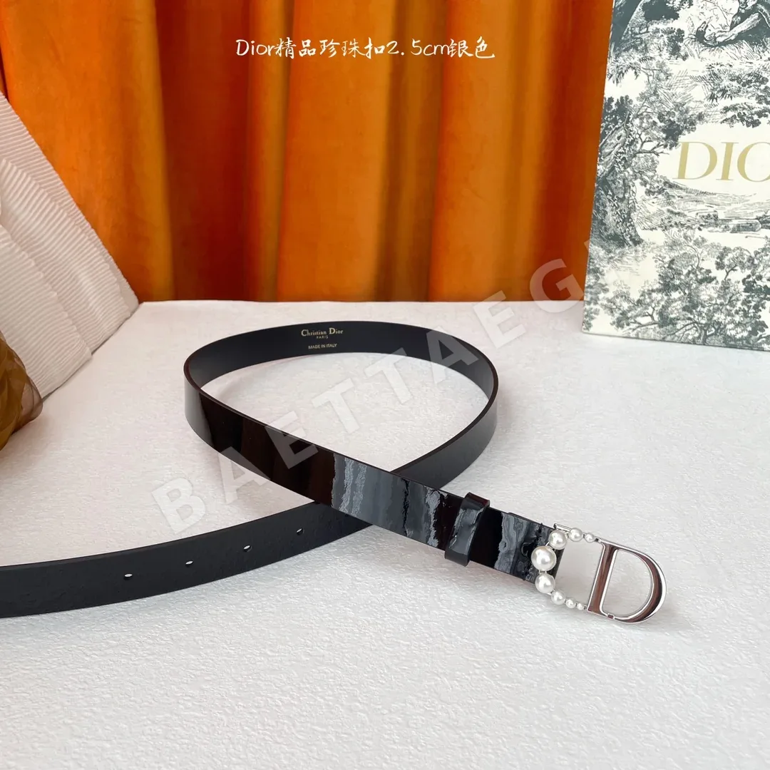 디올 CD 골드 버클 송아지가죽 벨트 상세 이미지 3