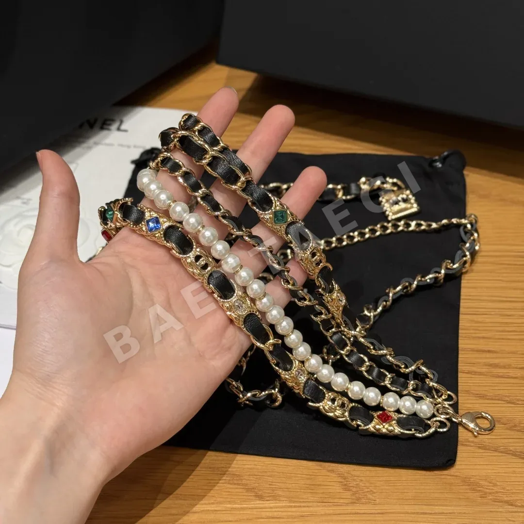 샤넬 메탈 진주 크리스탈 다중 가닥 벨트 상세 이미지 5