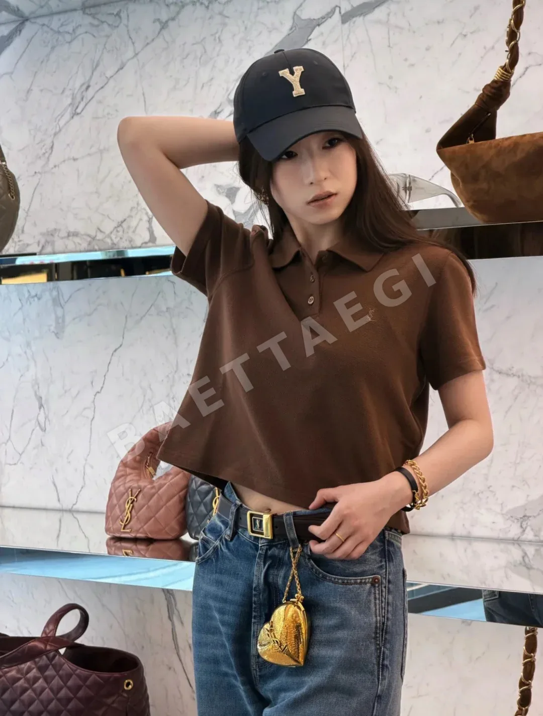 생로랑 자수 로고 카라 반팔 티셔츠 상세 이미지 6