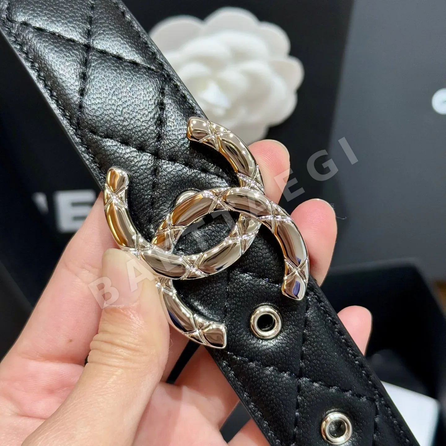 샤넬 골드 더블 C 램스킨 벨트 상세 이미지 3