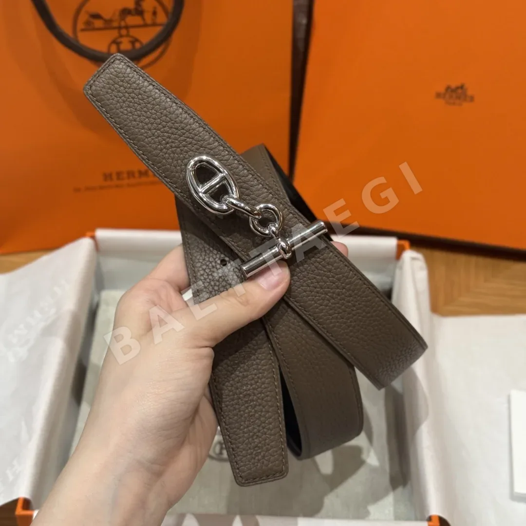 에르메스 셰누 당크르 링크 양면 가죽 벨트 상세 이미지 3