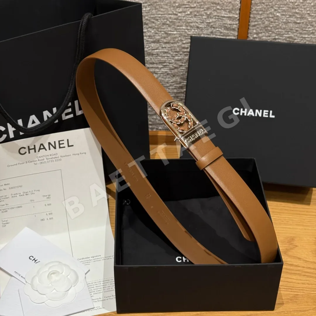 샤넬 더블 C 로고 가죽 벨트 상세 이미지 3
