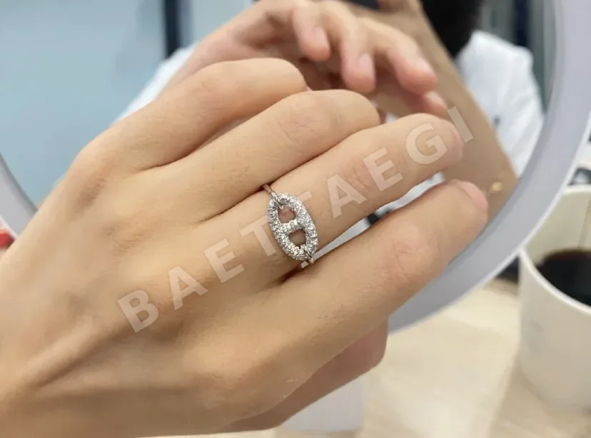 에르메스 돼지 코 로고 다이아몬드 반지 상세 이미지 2