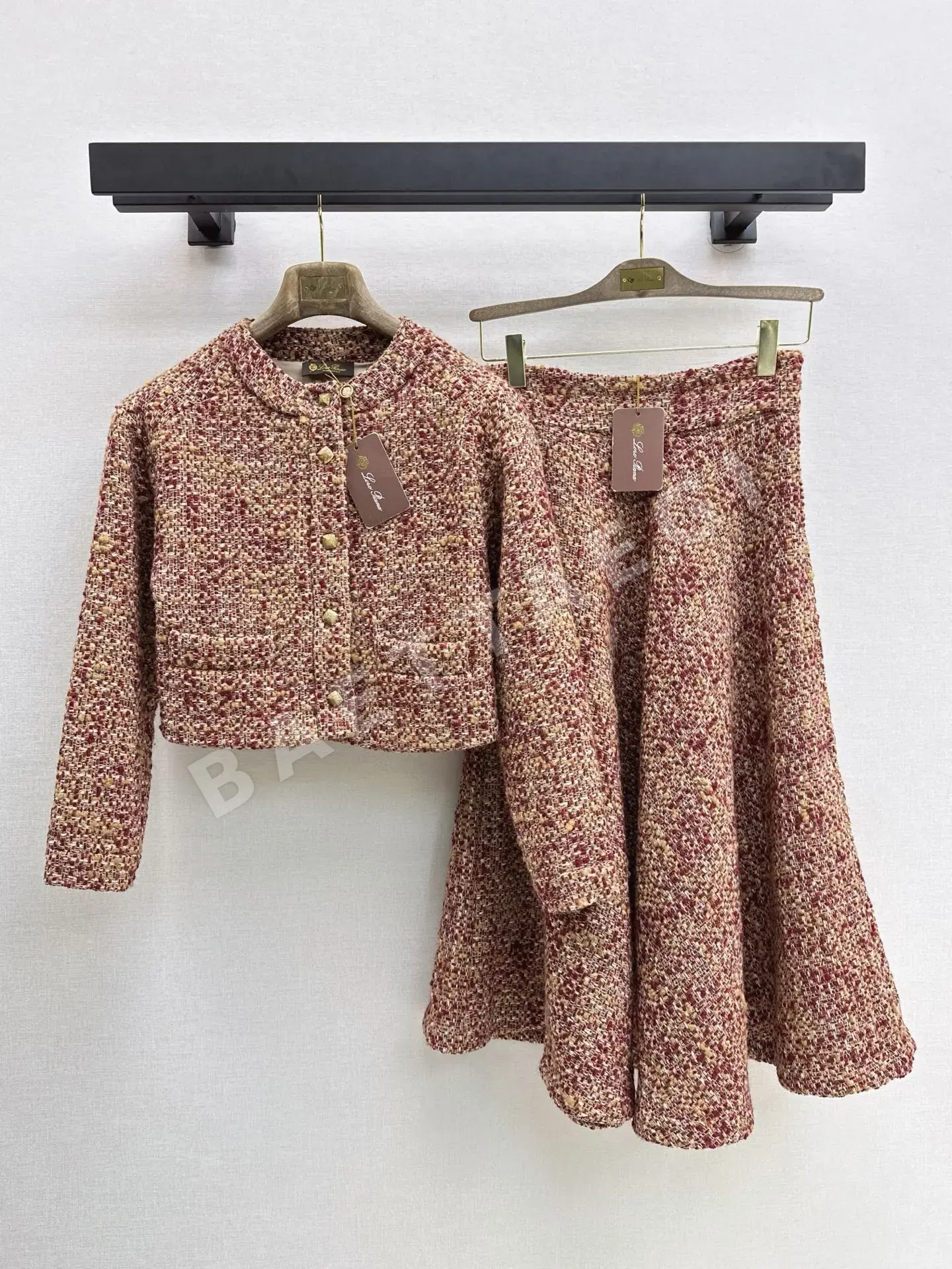 로로피아나 울 트위드 라운드넥 여성 자켓 203896