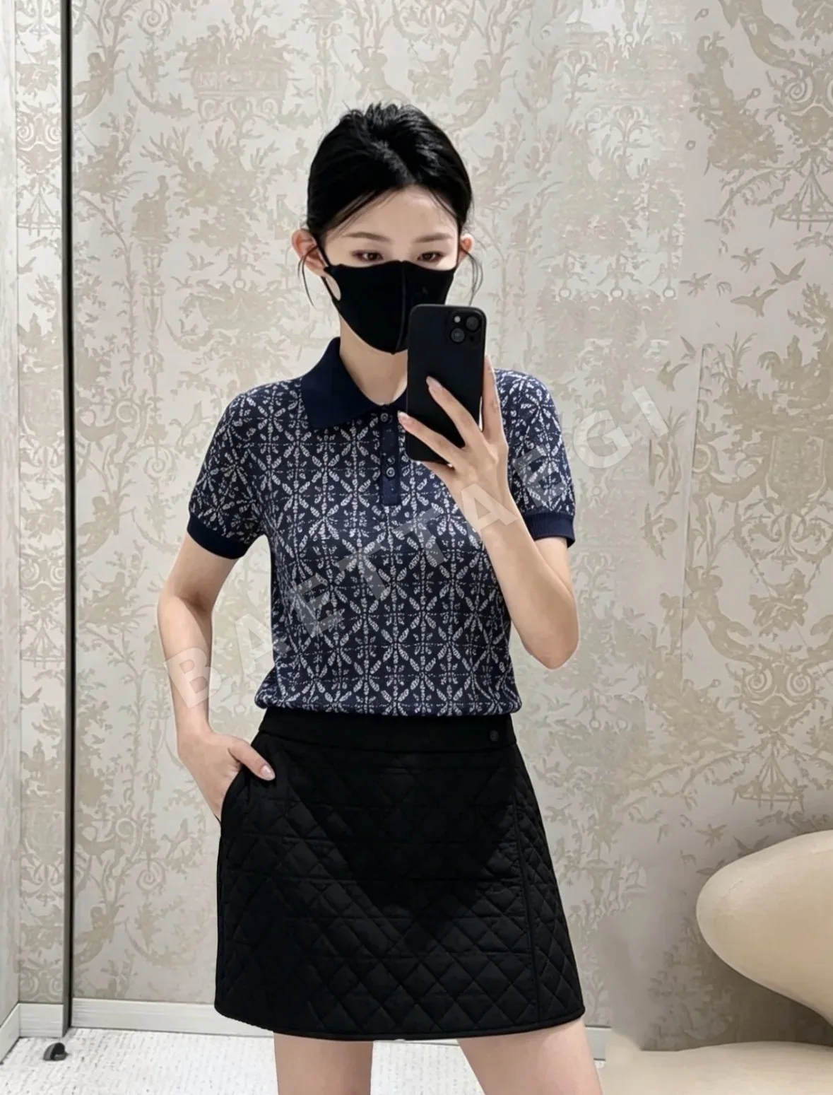 디올 프렌치 모노그램 자카드 니트 반팔 폴로셔츠 92799