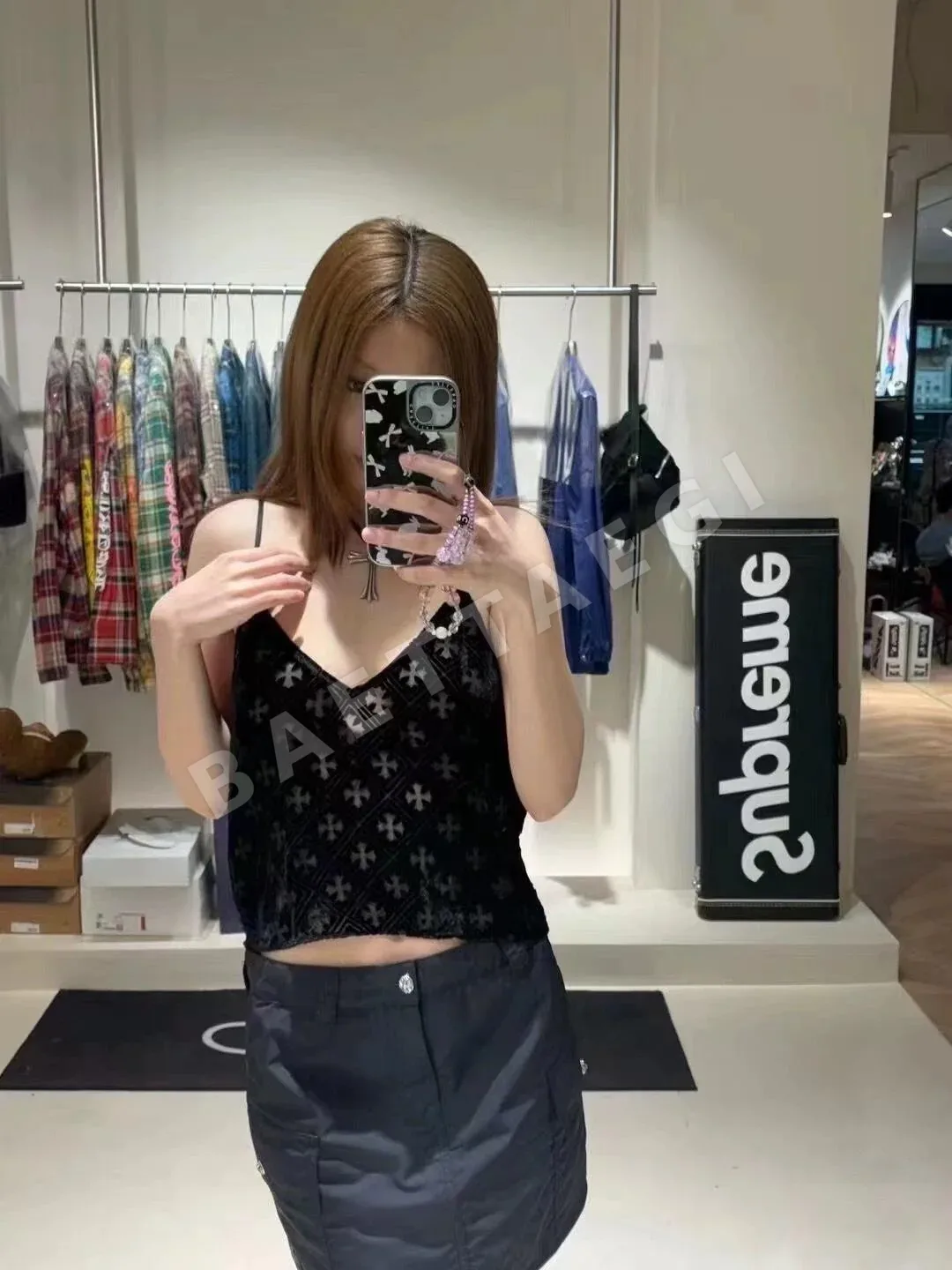 크롬하츠 여성 벨벳 캐미솔 반팔 상세 이미지 4
