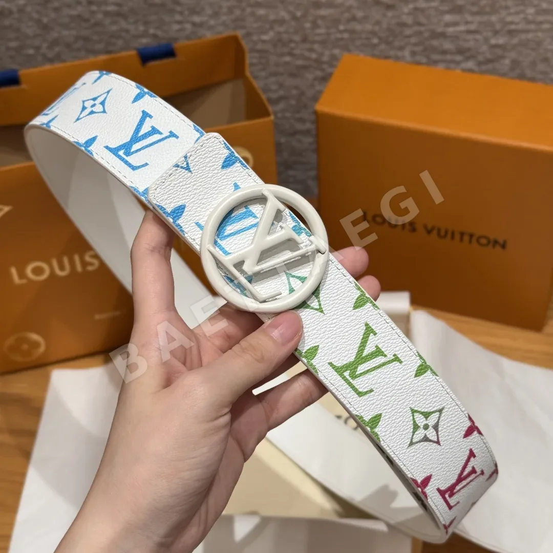 루이비통 화이트 트리콜로르 양면 벨트 상세 이미지 5