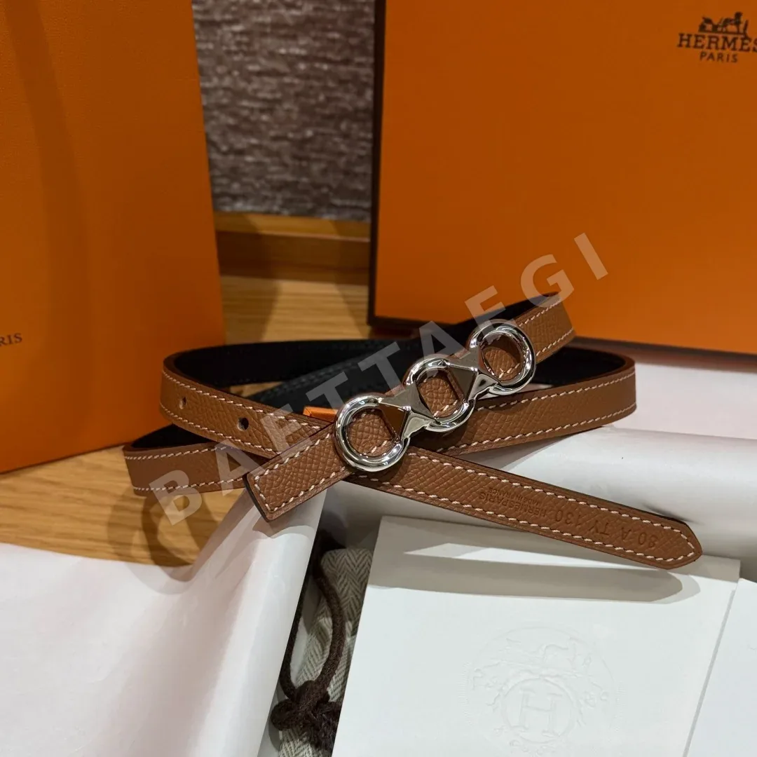 에르메스 슬림 양면 가죽 벨트 상세 이미지 4