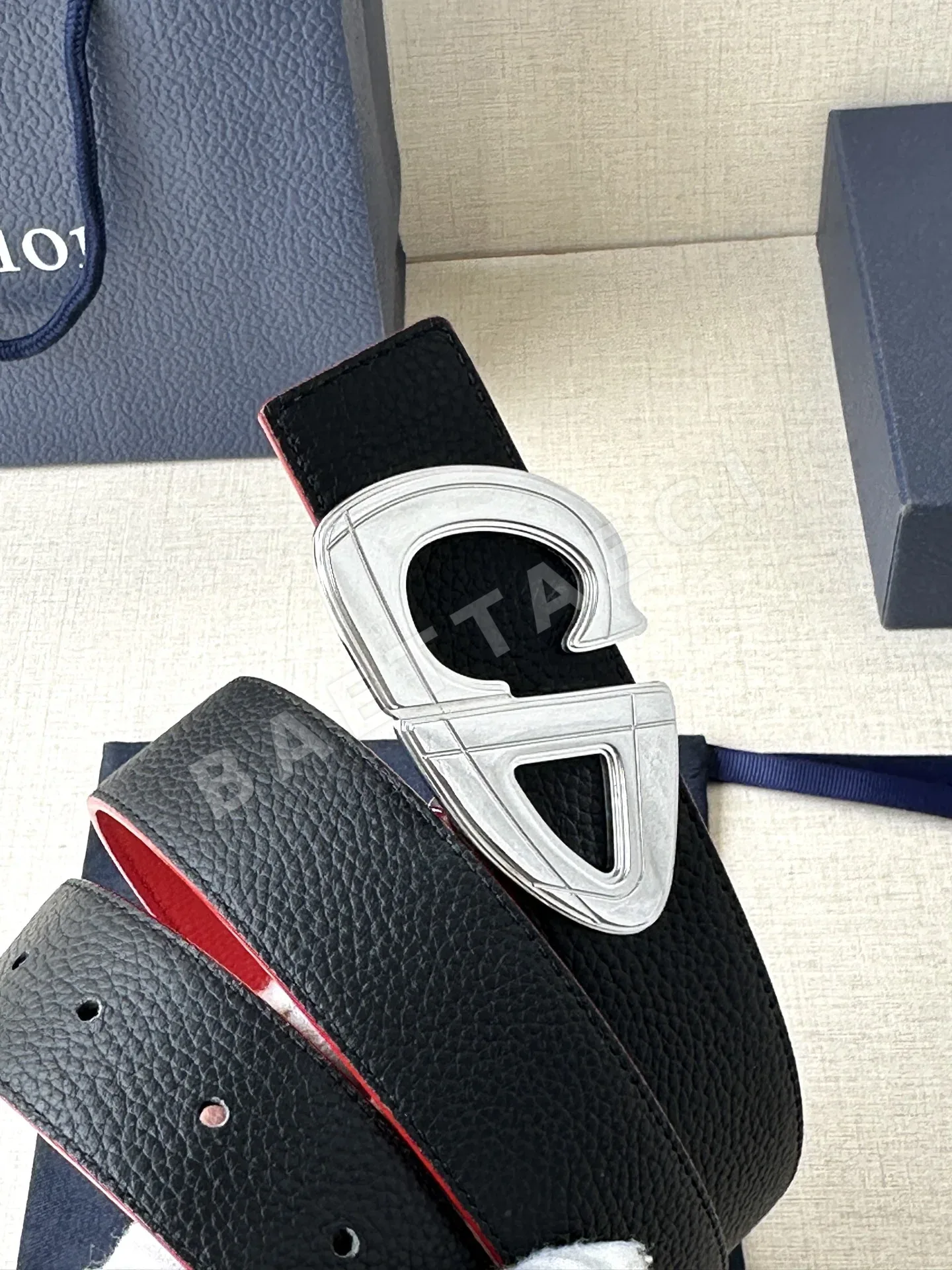 디올 CD 30 로고 블랙 무광 스테인리스 스틸 벨트 상세 이미지 3