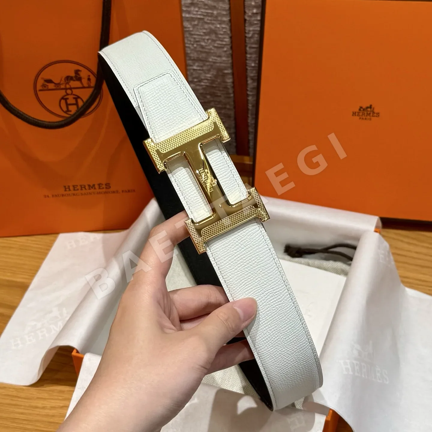 에르메스 남성 양면 메탈 버클 벨트 상세 이미지 7