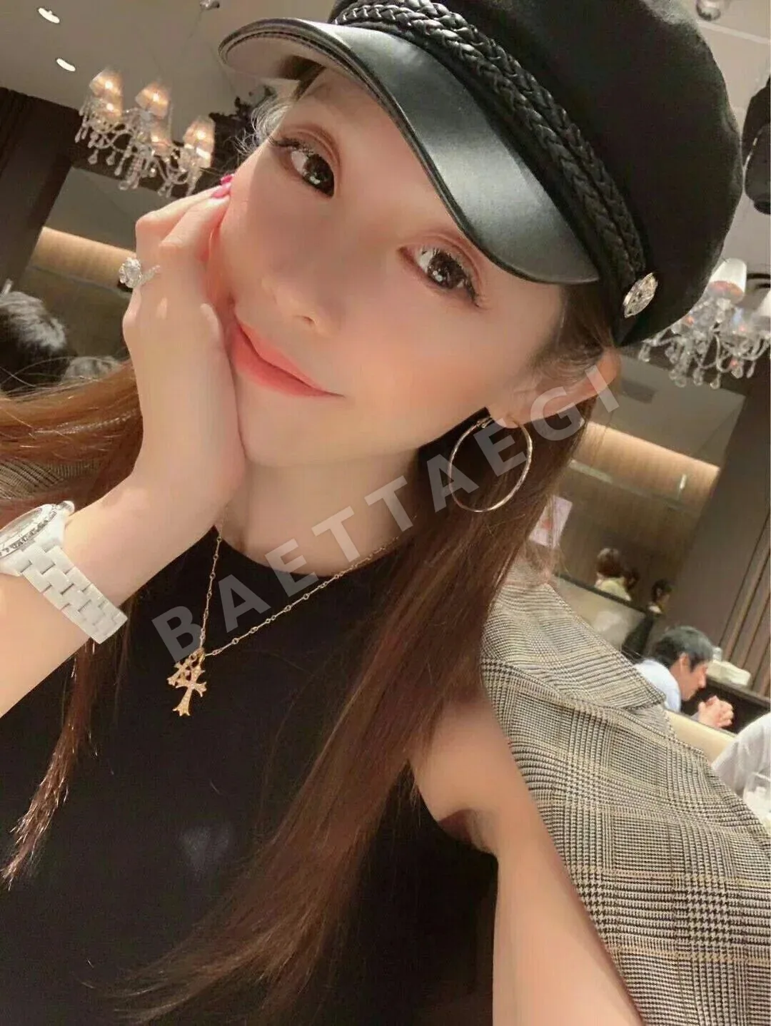 크롬하츠 18K 실버 도금 다이아몬드 더블 크로스 목걸이 상세 이미지 2