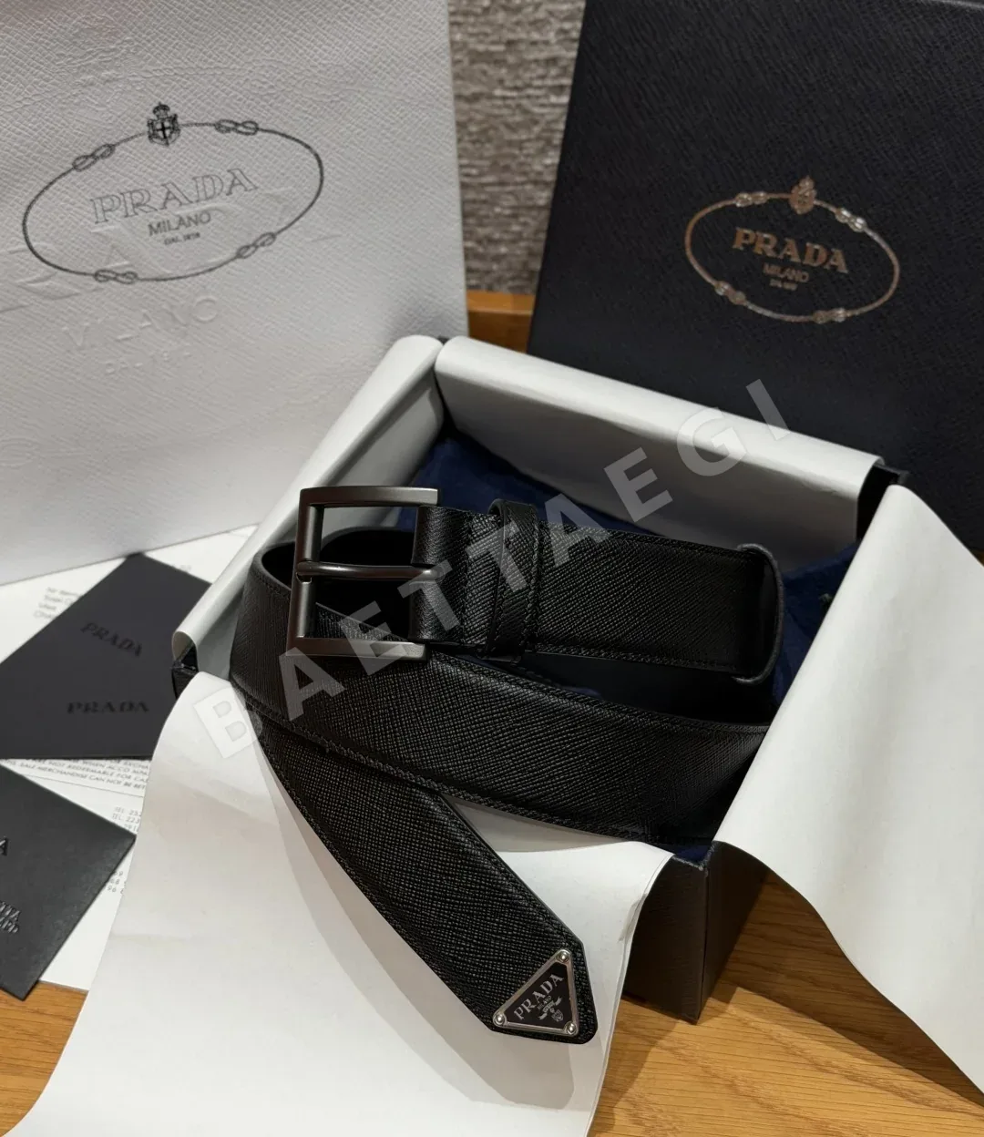 프라다 사피아노 가죽 33mm 남성 벨트 179401