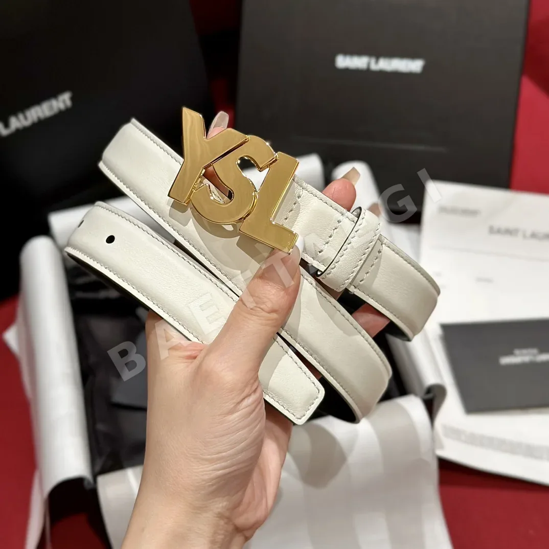 생로랑 YSL 금장 양면 송아지가죽 벨트 상세 이미지 4