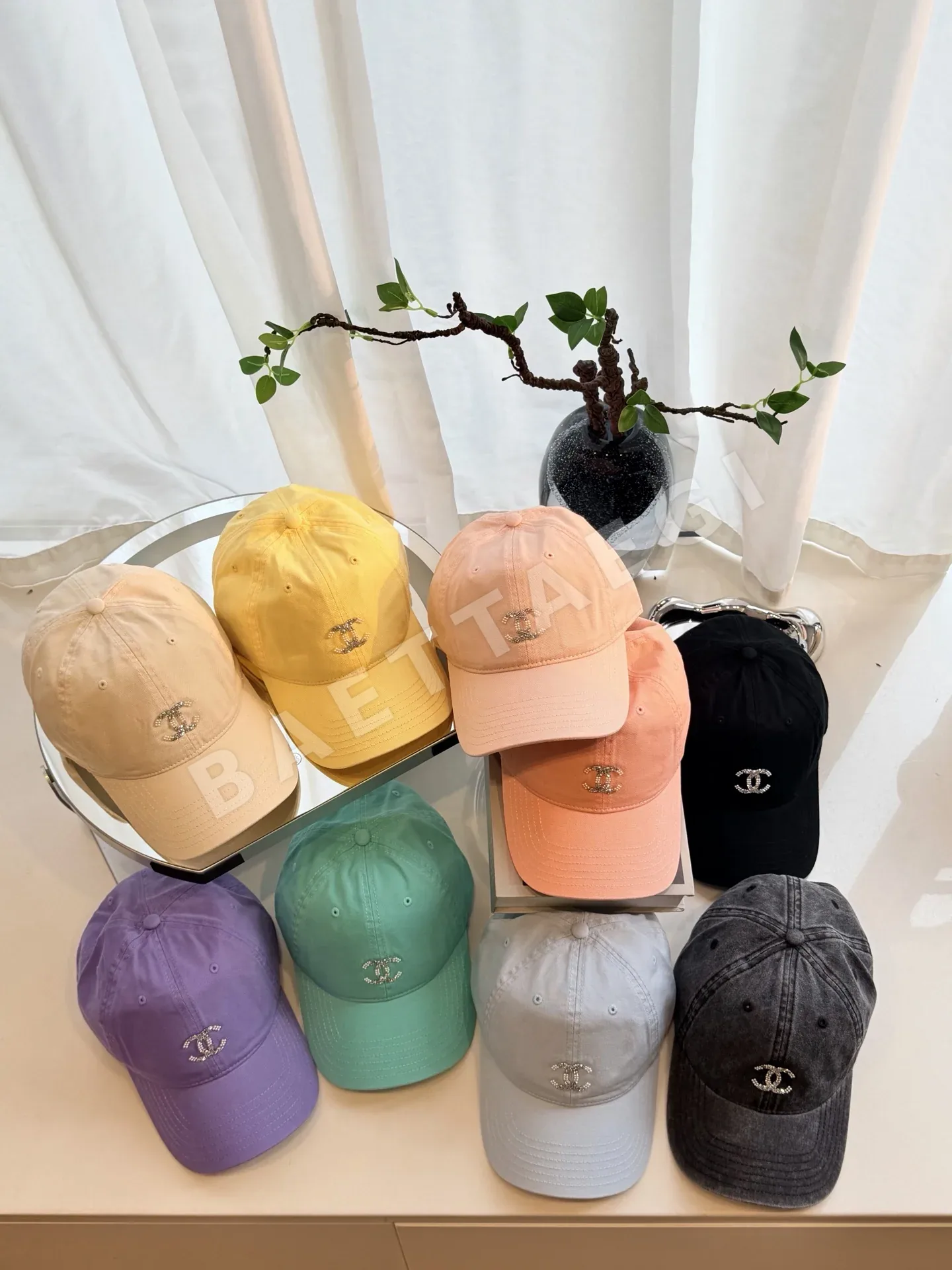 샤넬 더블 C 라인스톤 베이스볼 모자 상세 이미지 9