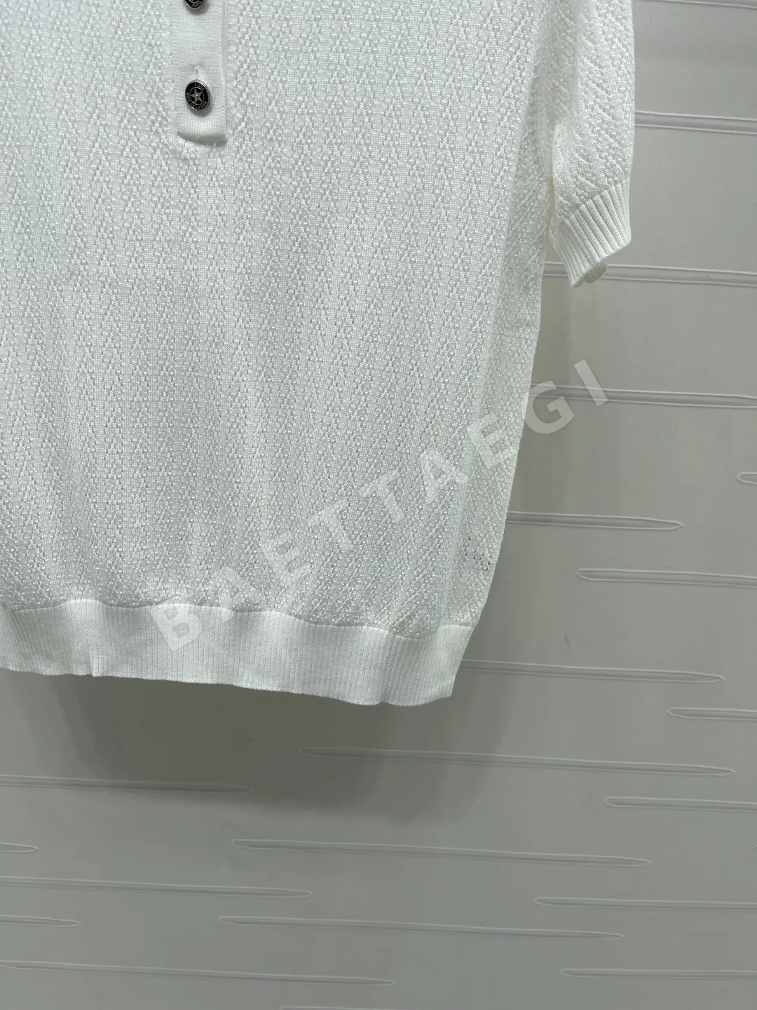 디올 시스루 니트 카라 반팔탑 상세 이미지 6