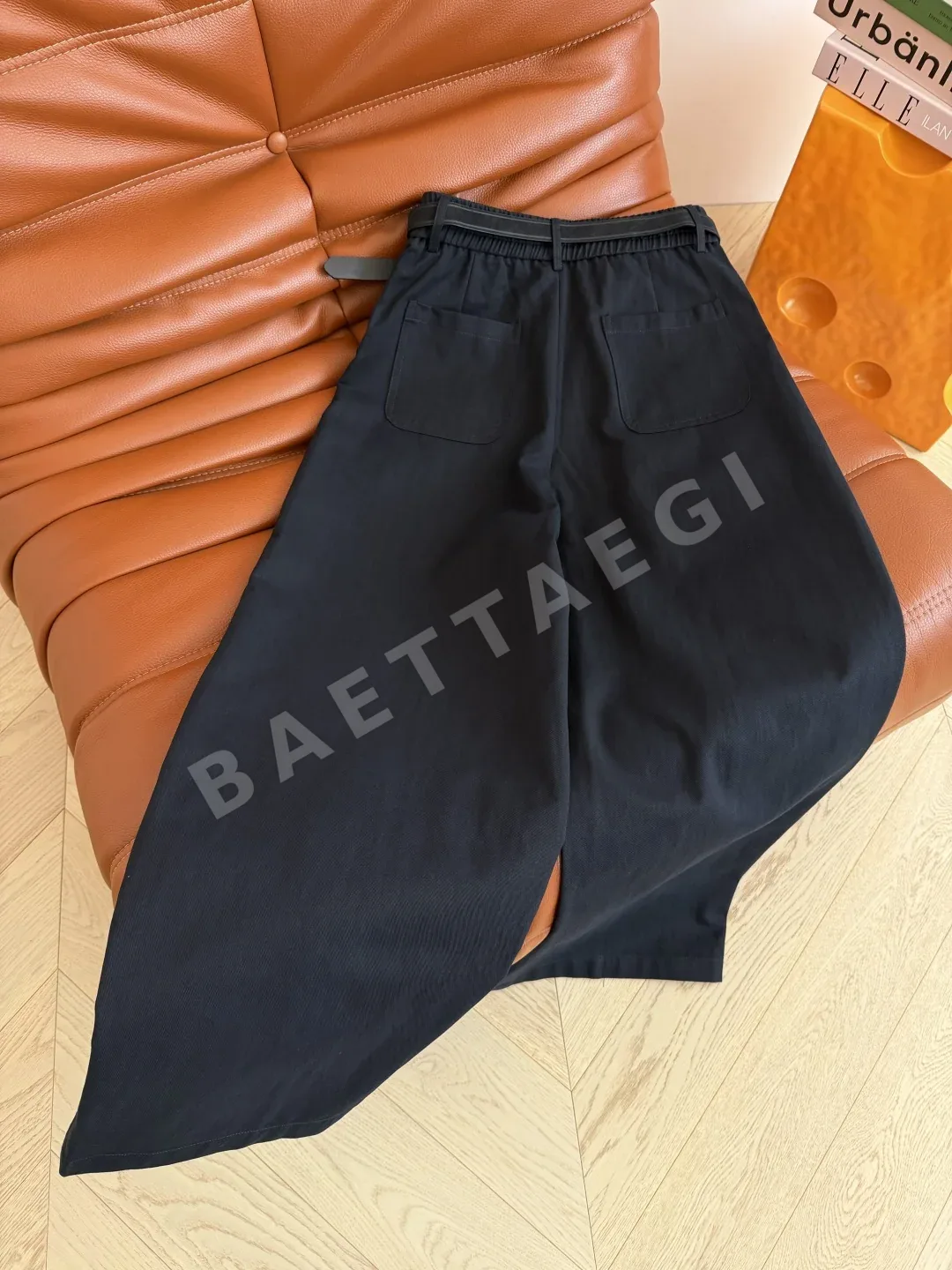 폴로 포니 자수 벨트 장식 와이드 레그 바지 상세 이미지 8