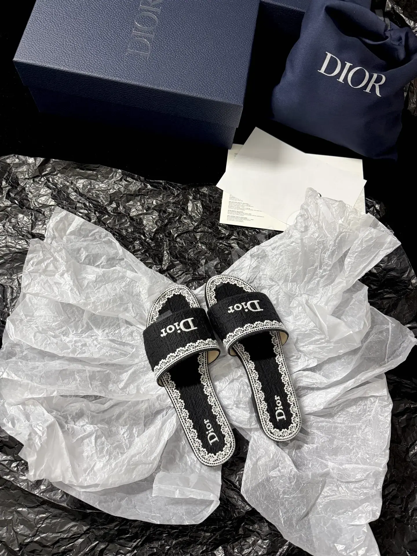 디올 자수 레이스 슬리퍼 16313