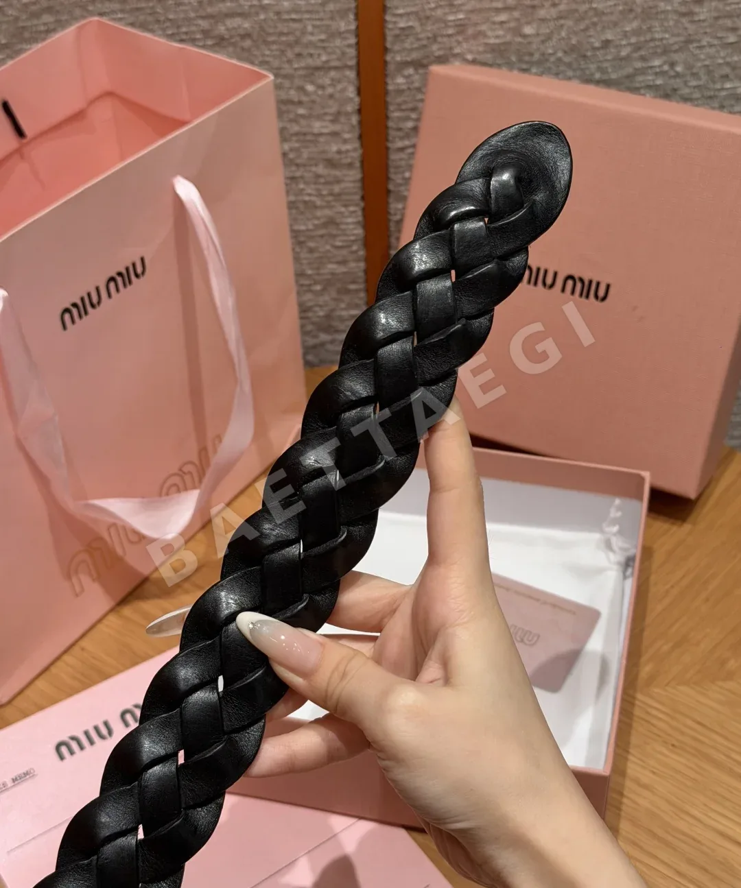 미우미우 가죽 짜임 벨트 상세 이미지 7